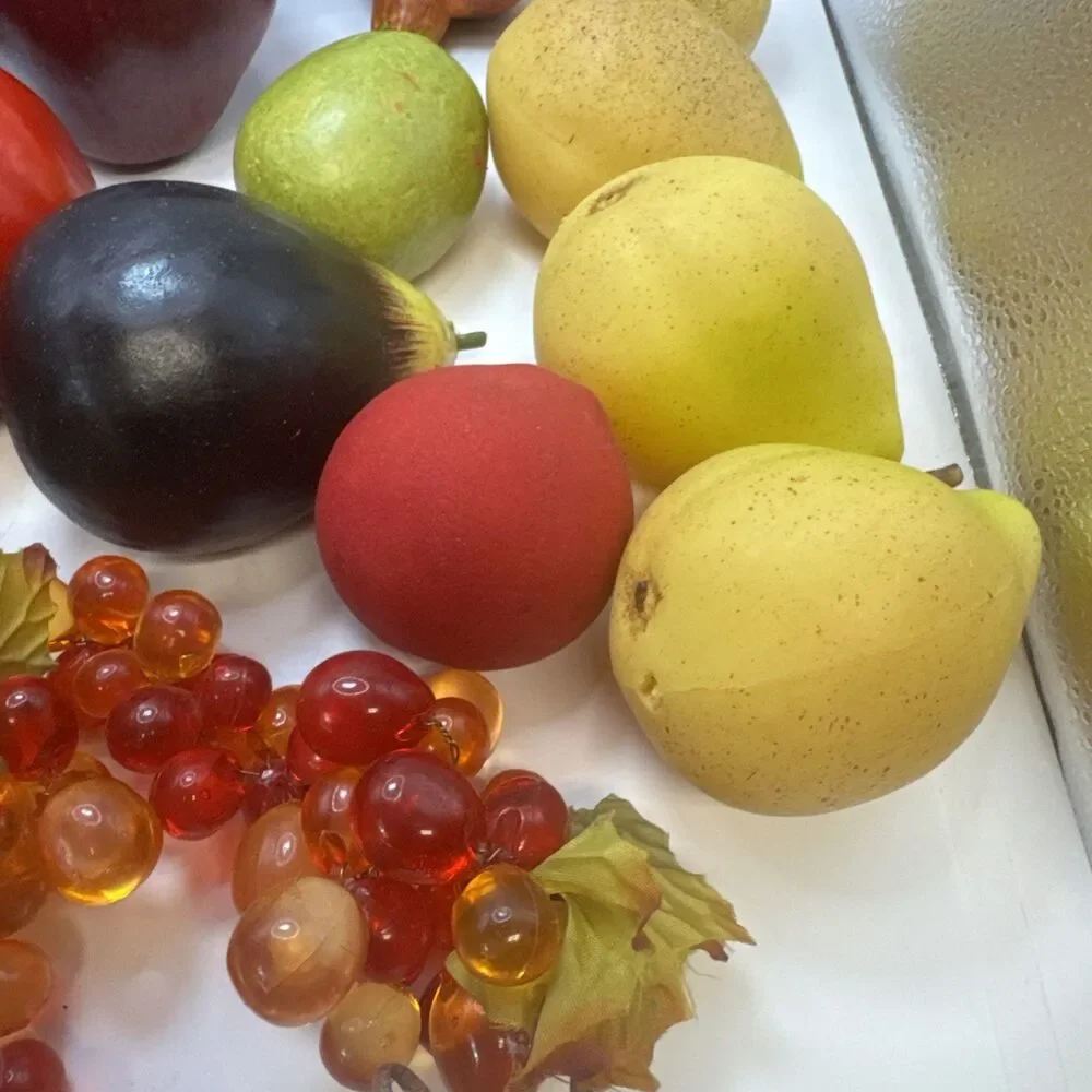 Faux Fruit Vegetables Glass Grapes Pears Apples Tomatoes And Others
